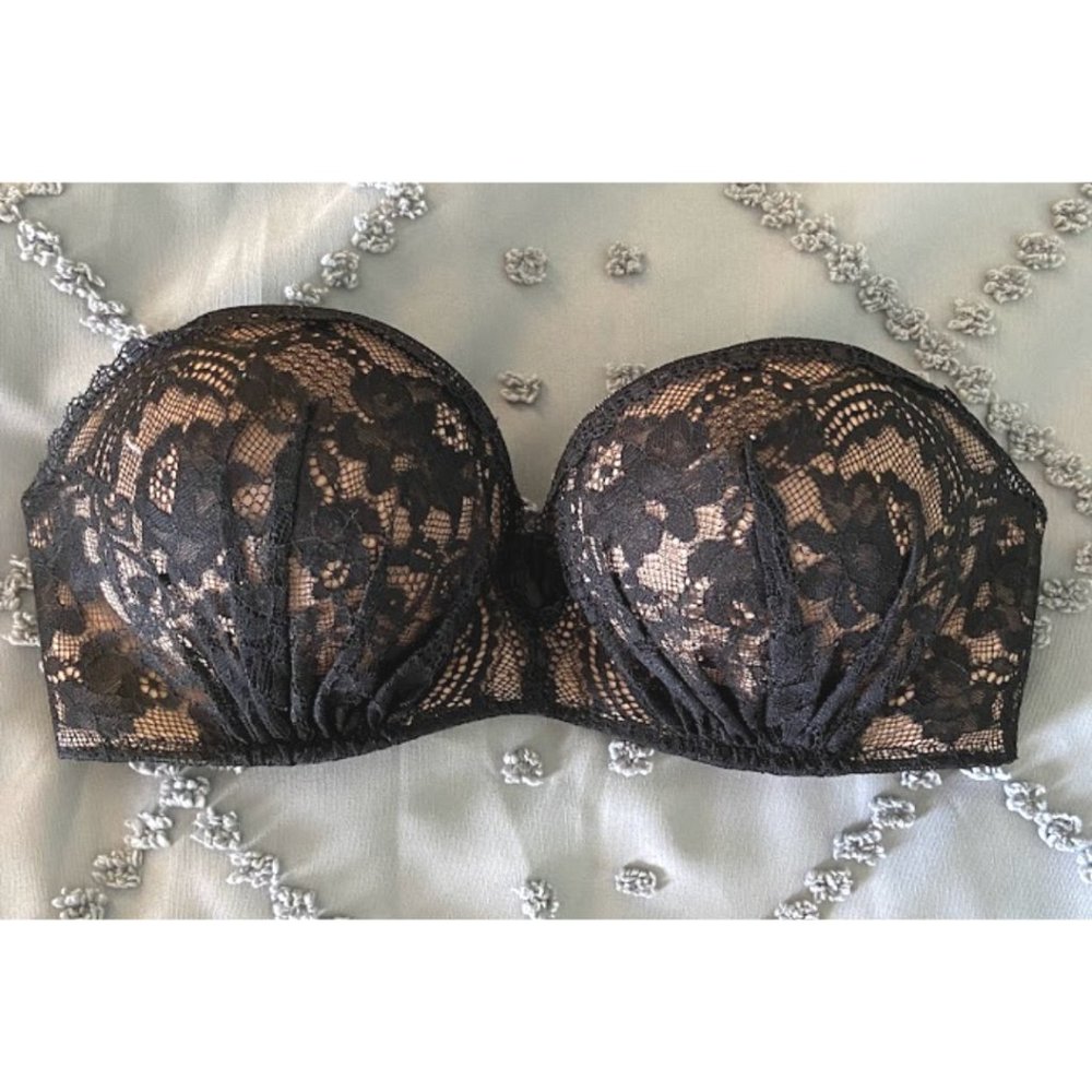 Black Lace Sexy Strapless Push Up Victoria's Secret 32B